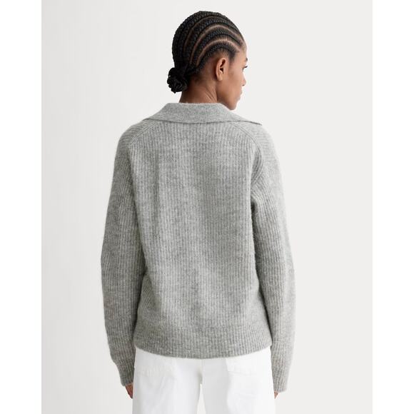 $128 New Everlane The Oversized Polo in Alpaca - Heather Grey Small - Picture 3 of 15